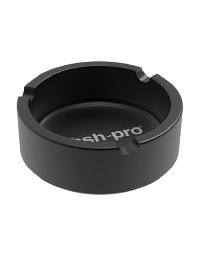 Image of Stash-Pro Heavy-Duty Metal Ashtray for Cigarettes & Cigars - Matte Black Finish with 3 Rests | Durable, Windproof Design for Indoor & Outdoor Use