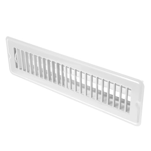 Housoutil Rejilla de Ventilación de Suelo Metálica Blanca 2X12 Pulgadas Válvula Reguladora Resistente y Ajustable para Suelos y Paredes del Hogar Cubierta para Aire Acondicionado y
