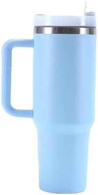 Stanley water cup, large capacity ice cream cup, 304 stainless steel insulated cup, car mounted cold insulation 40oz handle car cup,Light blue