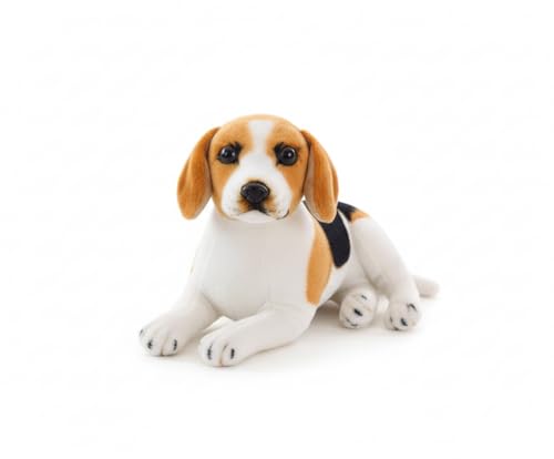 Image of Laying Jawar Beagle Dog Soft Stuffed Plush Animal Toy for Kids Boys and Girls Birthday Gifts (Color: White and Brown) (28cm)