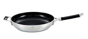 RÖSLE SILENCE PRO ProCeraPlus Bratpfanne Ø 32 cm, Antihaft & Robust - Hitzebeständig bis 260 °C, Keramikversiegelung, Edelstahl 18/10, Silberfarben/Schwarz, 60 x 33,5 x 9,7 cm