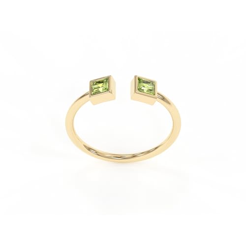 Peridot Rings, 18K Gold Rings for Women Teen Girls That Don
