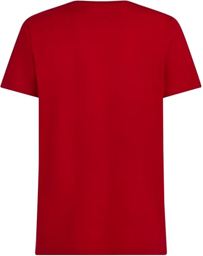 Tommy Hilfiger Herren T-Shirt Kurzarm mit Branding, Mehrfarbig (Medium Red), S – Ansicht 6