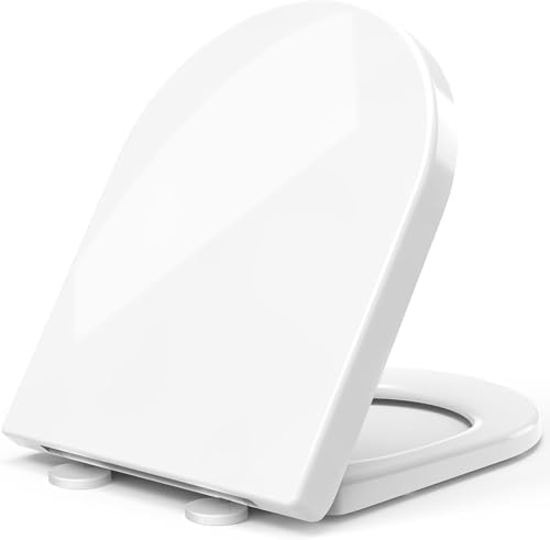 STOREMIC Toilettendeckel, WC Sitz mit Absenkautomatik, Klodeckel D-Form mit Quick Release Funktion für einfache Montage & Reinigung, Antibakteriell Klobrille aus Duroplast, Verstel