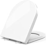 STOREMIC Toilet Seat Soft Close, Universal D Shape Toilet Seats White, Two Buttons Hinge Quick Release for Easy Clean and Install - Bottom & Top Fittings, Durable Anti-Bacterial PP Materials