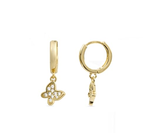 LUXENTER Pendientes de Aro con Circonita Brillante acabados en Oro 18K. Color Dorado. Joyas para Mujer   Modelo Kaduro