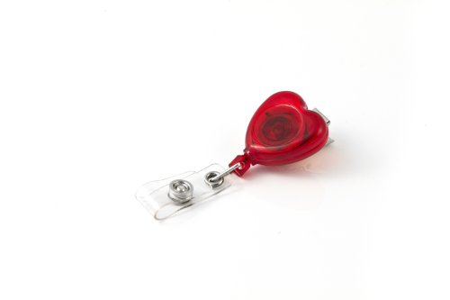 KEY-BAK Retract-A-Badge 5-Pack Heart Badge Holder, Red