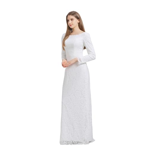 Women's Backless Lace Bridal Wedding Dresses with Long Sleeves PWD1002