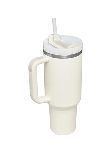 STANLEY 1913 Quencher H2.0 Flowstate Tumbler 1.2L - Cold for 11 Hours - Iced for 48 Hours - Metal Water Bottle with Straw, Handle and Lid - Dishwasher Safe - Travel Mug for Cold Drinks - Cream