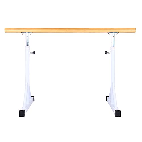 Barre de yoga réglable en hauteur avec support bois portable pour étirements à la maison