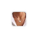 Dochais Collana Donna Argento Non Ossidabile Collane Donna Particolari Collana Cuore Regolabile Catena a Box T bar Zirconia Cubica Elegante Pendente Minimalista Accessori Gioielli Regalo