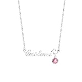 Collana con nome personalizzato e pietra natale per donne, collana con pietra natale personalizzata in acciaio inossidabile 316, gioiello personalizzato regalo per donne, ragazze e adolescenti, one