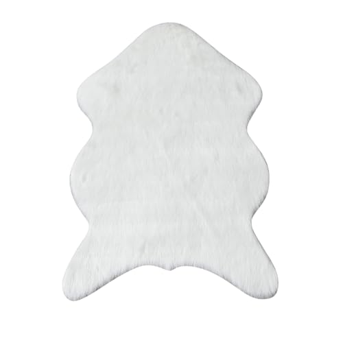 ACESOME Faux Fur Rug, Faux Lambskin Sheepskin Rug, Soft Fluffy Rug, Cuddly Living Room Decoration, Imitation Wool Bed Rug, Sofa (White, 60 x 90 cm)