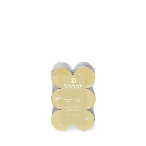 Spaas Scented Tealights flatpack x12 4.5h, Shimmering Smile, Beige