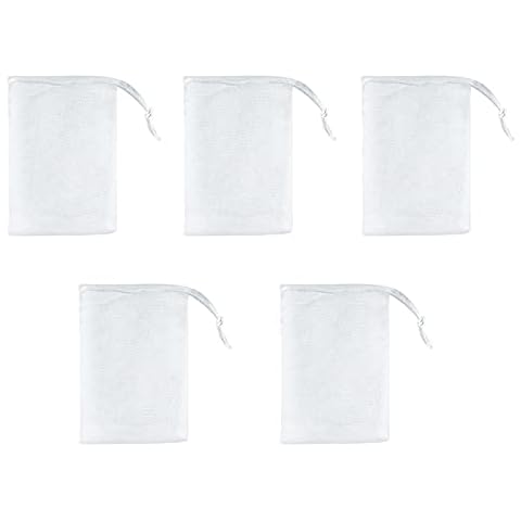 Suneast Soap Bags 5Pcs Foam Net with Drawstring, Soap Saver Pouch Soap Saver Pouch Eco Friendly for Bath and Shower Cover