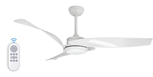 Raccroc Ceiling Fan With Lights Remote Control, 52Inch White Ceiling Fans With 3 Reversible Blades, 6 Speeds Smart Timing Quiet Dc Motor, For Indoor/Outdoor Farmhouse Patios Bedroom Living Room #TOP7