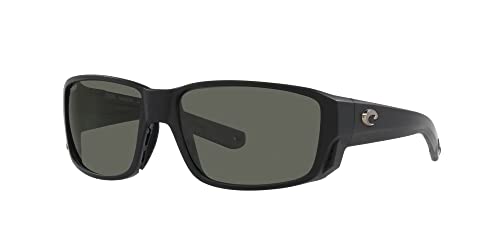 Image of Costa Man Sunglasses Matte Black Frame, Blue Mirror Lenses, 60MM