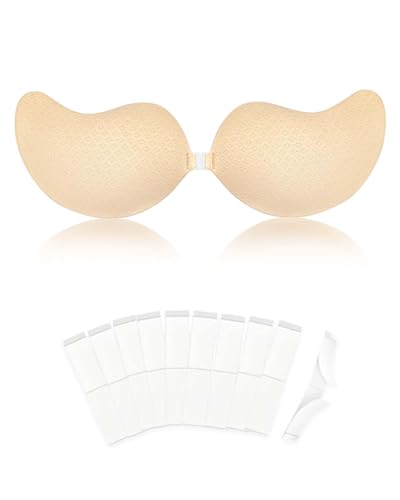 Egussi Klebe BH Push Up, Trägerlos, rückenfrei, wiederverwendbar, unsichtbar und atmungsaktiv für Frauen + 10PCS doppelseitiges Klebeband für...