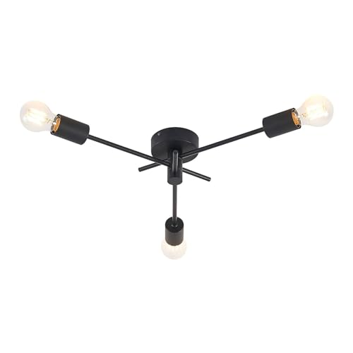 Ceiling Light 'Cerros' dimmable (Modern) in Black Made of Metal for e.g. Living Room & Dining Room (3 Light Sources, E27) from Lindby | Ceiling lamp, lamp