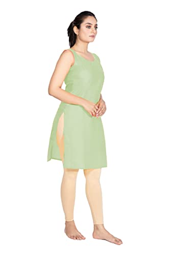 Image of Women's Cotton Long Camisole for Kurti /Suit Slip /Long Inner /Samij for Women Sameej /Knee Length Inner Wear /Sameez /Kurti Slip /Round Neck /Invisible