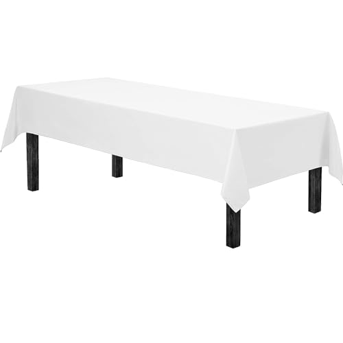 Anaado White Table Cloth for 6 Foot Table Washable Table Cover for Buffet Table Parties Wedding White 152 x 213 CM