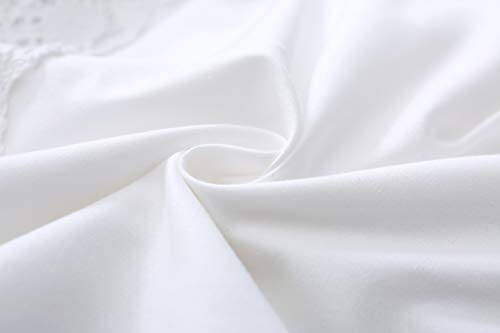 Meaning4 2-Pack Lace Pillow Shams Cases Covers with Ruffles Bright White Egypt Cotton Standard Size 20"X26" Luxury Elegant Twin Size - Thumbnail 5