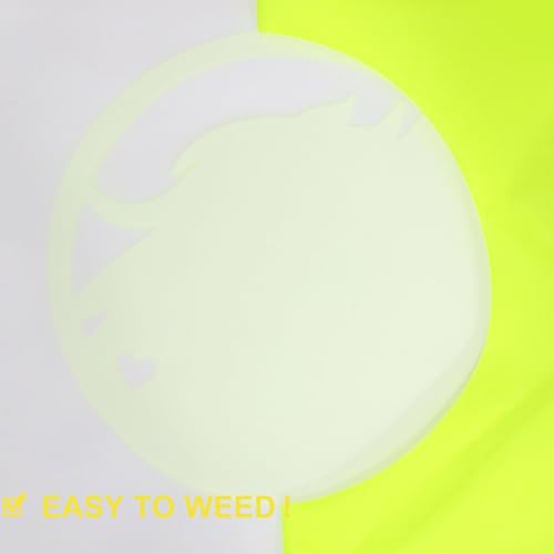 Image of FUNKAKA Fluorescent Yellow HTV Heat Transfer Vinyl Rolls, 12 inch x 10ft Neon Yellow Iron on Vinyl for All Cutter Machines PU Stretchy HTV Vinyl for T-Shirt Easy to Cut & Weed for Heat Transfer Design