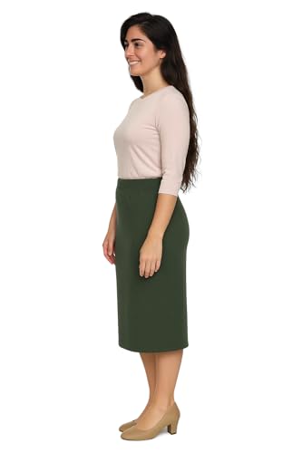 Kosher Casual Soft Sweater Knit Mid-Calf Pencil Skirt Medium Dark Olive2