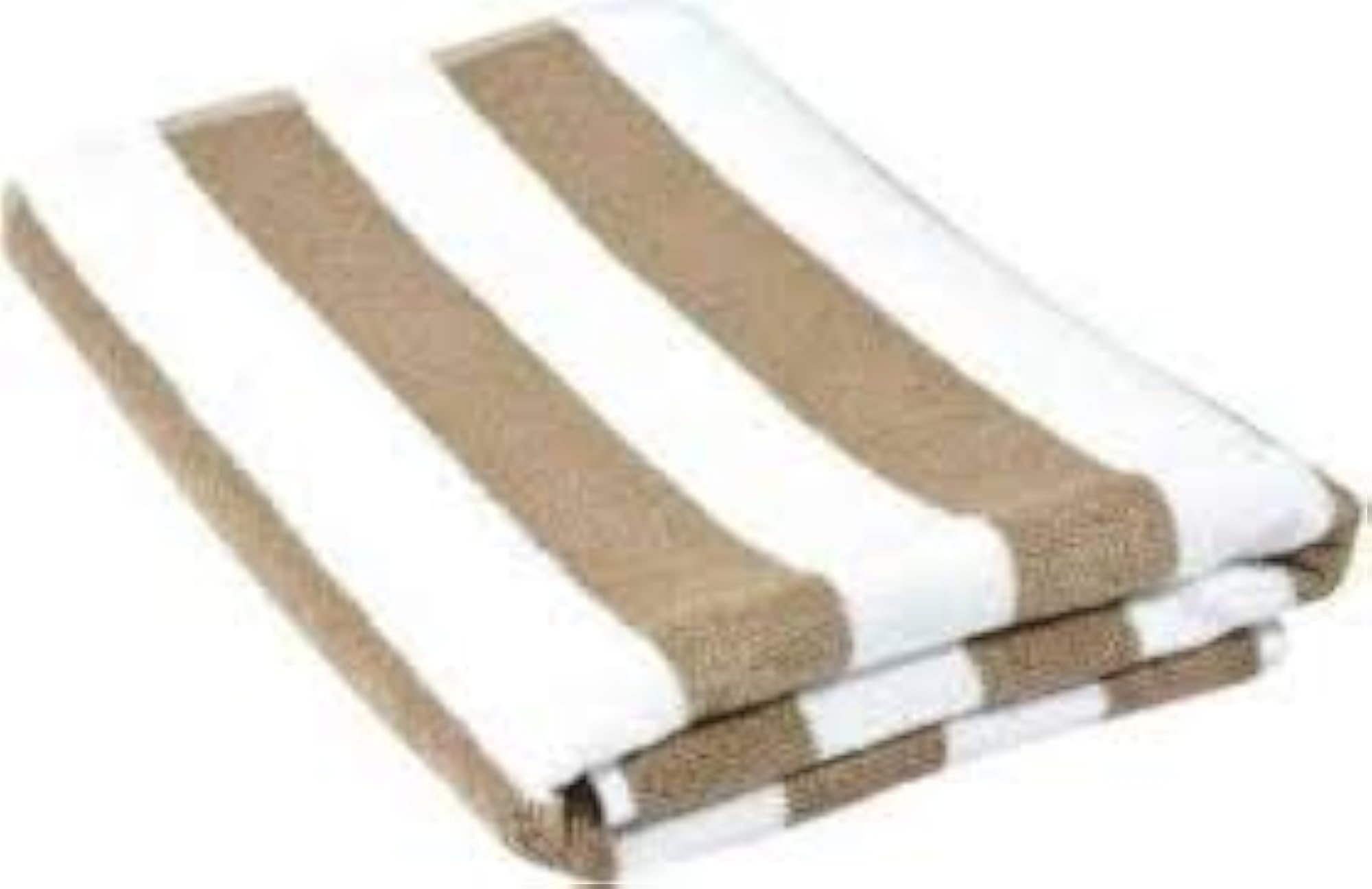 Trident Hotel Quality White- Beige Color Cabana Stripe Beach Towel
