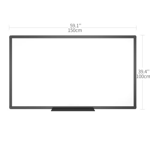 Image of VIZ-PRO Magnetic Dry Erase White Board, 60 X 40 Inches, Black Aluminium Frame