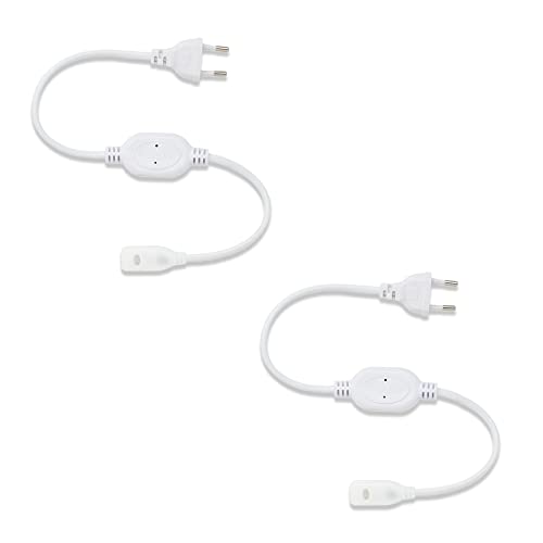 Image of Murphy 220V AC PIN Connector /Adaptor /Cable for LED (SMD 2835-120 LED /Mtr.) Rope Light (Pack of 2), White