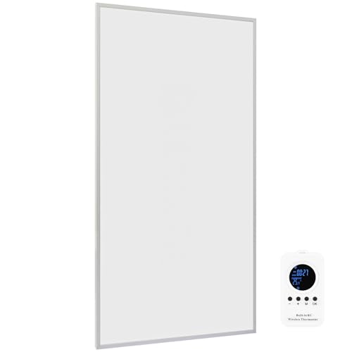 Hocosyme Calefactor Bajo Consumo 1200W, Calefacción por Infrarrojos Pared para 12-25㎡ - 1-3 Minutos para Alcanzar la Temperatura de Funcionamiento con Termostato de Control Remoto
