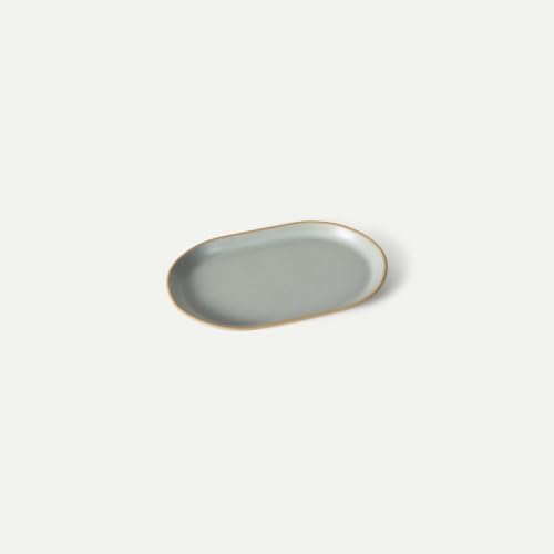 Mora Ceramic Decorative Tray - 9.4in Dish for Jewelry, Perfume, Makeup, Accessories, Candle, in the Bathroom Vanity, Bedside, or Kitchen Counter. Cute Organizers - Mist