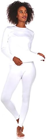 Thermajane Long Johns Thermal Underwear for Women Fleece Lined Base Layer Pajama Set Cold Weather (X-Small, White)