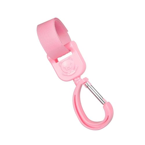 ベビーカーフッククリップ360度回転荷物フックバッグ掛けとママ買い物用多機能フッククリップ車椅子、自動車、カート用 ピンク