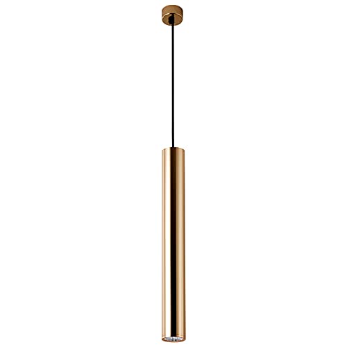 KMYX Lustre à Long Tube LED doré à Hauteur réglable en Aluminium Suspension Lumineuse îlot de Cuisine Lampe Suspendue Cylindre plafonnier à Une tête Downlights Bar Hall Spots Cover