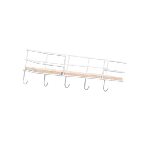 DIYEAH Mensola da Parete con Ganci in Ferro Battuto Bianco Portaoggetti Sospeso e Organizer Decorativo per Cucina Soggiorno e Camera Supporto Stabile per Chiavi e Piante Facile da