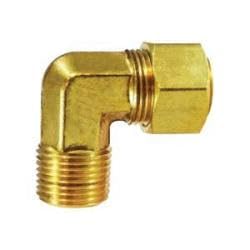 26225B 90 deg Elbow with 26003 Captive Sleeve Nut, 1/4 in Compression x 1/4 in MNPTF, Brass (4 Pack)