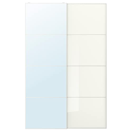 ProTuning AULI/FÄRVIK - Par de puertas correderas, cristal espejo/cristal blanco, 150 x 236 cm