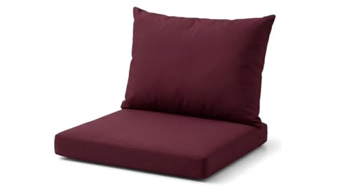 Image of DREAMLAYER Rattan Garden Furniture Cushion Set – Outdoor Replacement Cushions for Patio Sofa & Conservatory – Water Resistant Covers (Burgundy, 6Pc (3x seat + 3x Back))