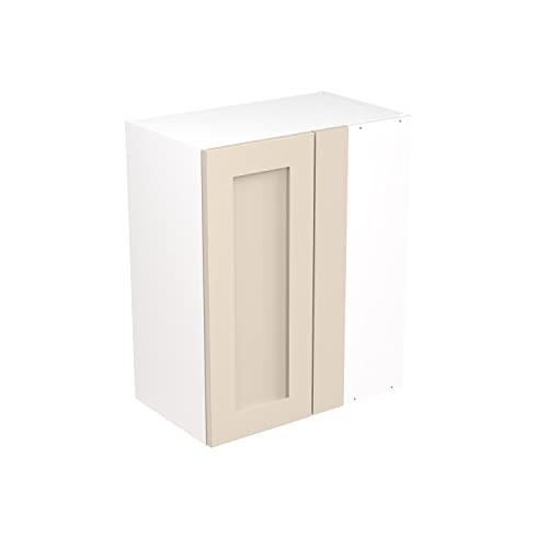 Kitchen Kit Flatpack Wall Cabinet - Shaker Door - Screwless Quick Build Kitchen Unit - Wall Mounted Unit Blind Corner - 600x720mm - Cashmere Matt