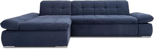 Domo Collection Sofá esquinero Moric con función de Dormir y apoyabrazos en Forma de L, sofá esquinero con función de Cama, sofá Cama 300 x 172 x 80 cm (Ancho x Profundidad x Alto), Color Azul Oscuro