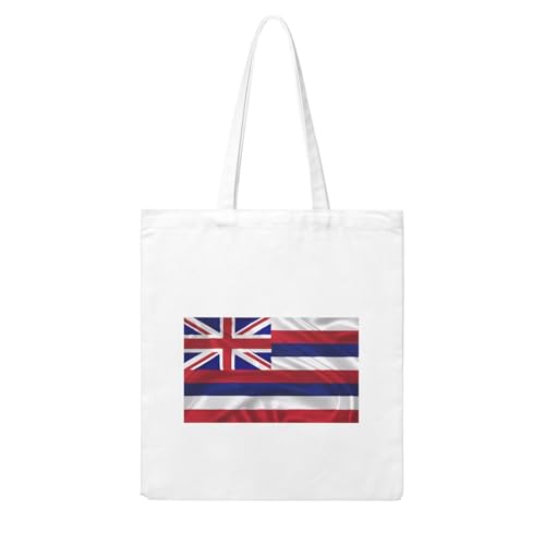 NABEAR Bolsa de la compra de lona americana de la bandera de Hawái, reutilizable, respetuosa con el medio ambiente, con bolsa de hombro impresa para mujer