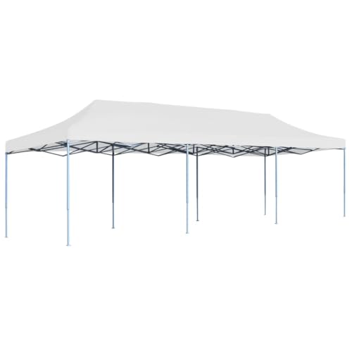 PopUp Tienda de campaña plegable de 3 x 9 m, blanca, resistente a los rayos UV y al agua, marco de acero, para eventos al aire libre, jardín y fiestas