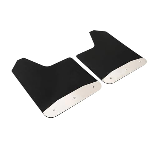 2PCS Mud Flaps with Stainless Steel Plates Night Reflectors Universal Black Splash Guards & 10Pcs Clips