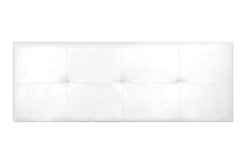 MUEBLIX.COM | Cabecero Cama Costa Polipiel de Alta Gama | Cabezal Tapizado Cama | Estructura de Madera | Tejido Antimanchas de Última Generación | Tamaño 110 x 50 cm | Color Blanco