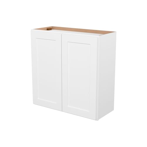 Image of Furinno Shaker Wall Kitchen Cabinet 2-Doors-2 Shelves, Ready to Assemble, 12 D x 30 W x 30 H, White