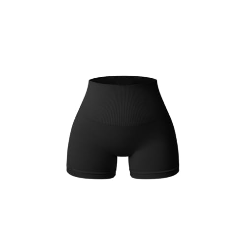 Fashion Summer Seamless High-Waisted Hip Lift Line Sports Shorts(Black,M)