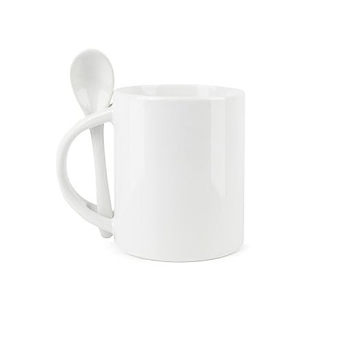 Purely Home Hot Chocolate Mug and Spoon Set - Hot Chocolate Makes Everything Better - Ceramic White Coffee/Tea Mug with Spoon in Handle - Image 3