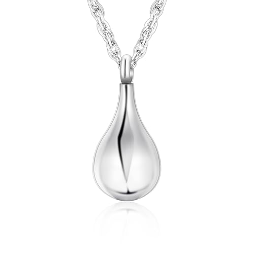 XIUDA Teardrop Urn Necklace for Ashes Memorial Cremation Jewelry Ashes Keepsake Urns Pendant Necklace for Ashes for Women Men
